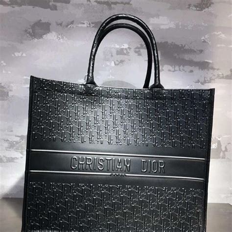 dior tote black leather.